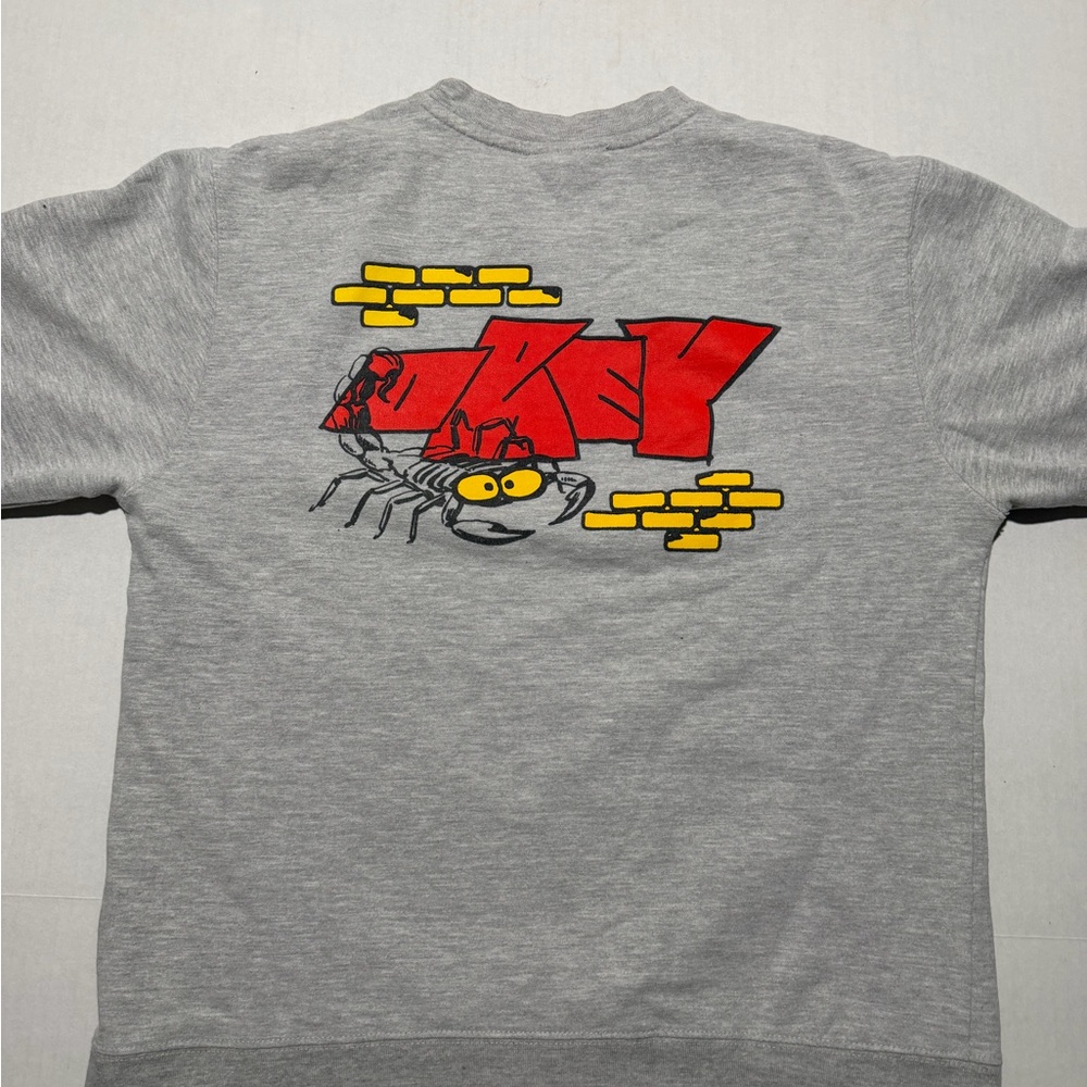 OBEY 'brick by brick' grey ls crew neck sweater, men's medium sweatshirt #1456